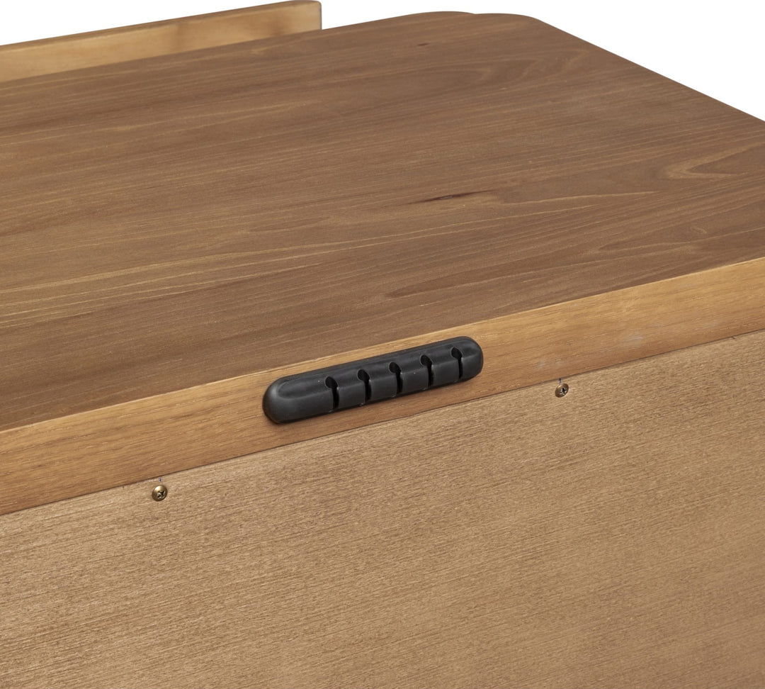 Hollis Two Drawer Nightstand with Cord Management in Cabin Glow — detail view