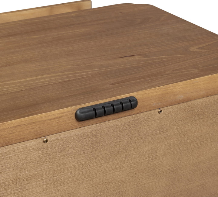 Hollis Two Drawer Nightstand with Cord Management in Cabin Glow — detail view