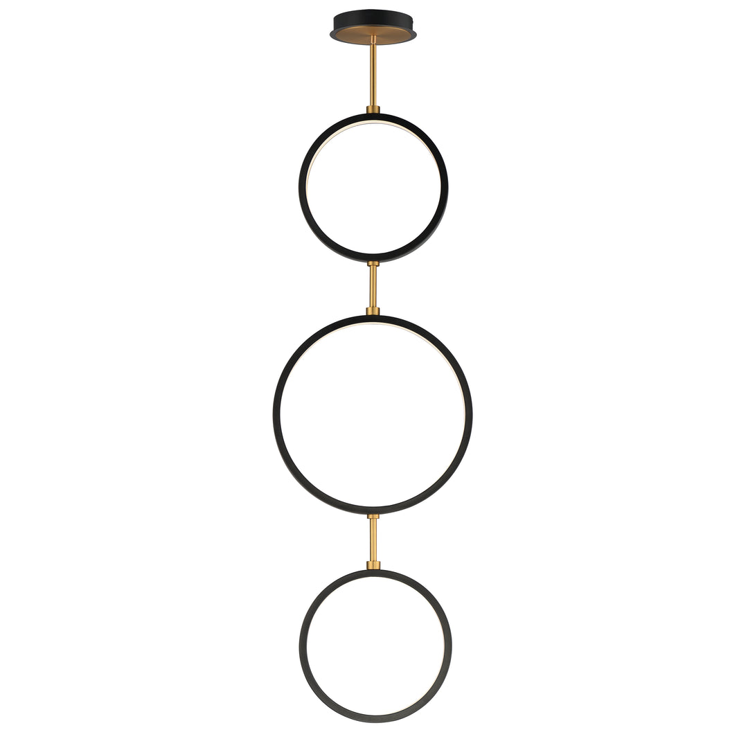Hoopla 3-Light LED Pendant by ET2 Lighting in Black / Gold, front view