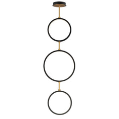 Hoopla 3-Light LED Pendant by ET2 Lighting in Black / Gold, front view