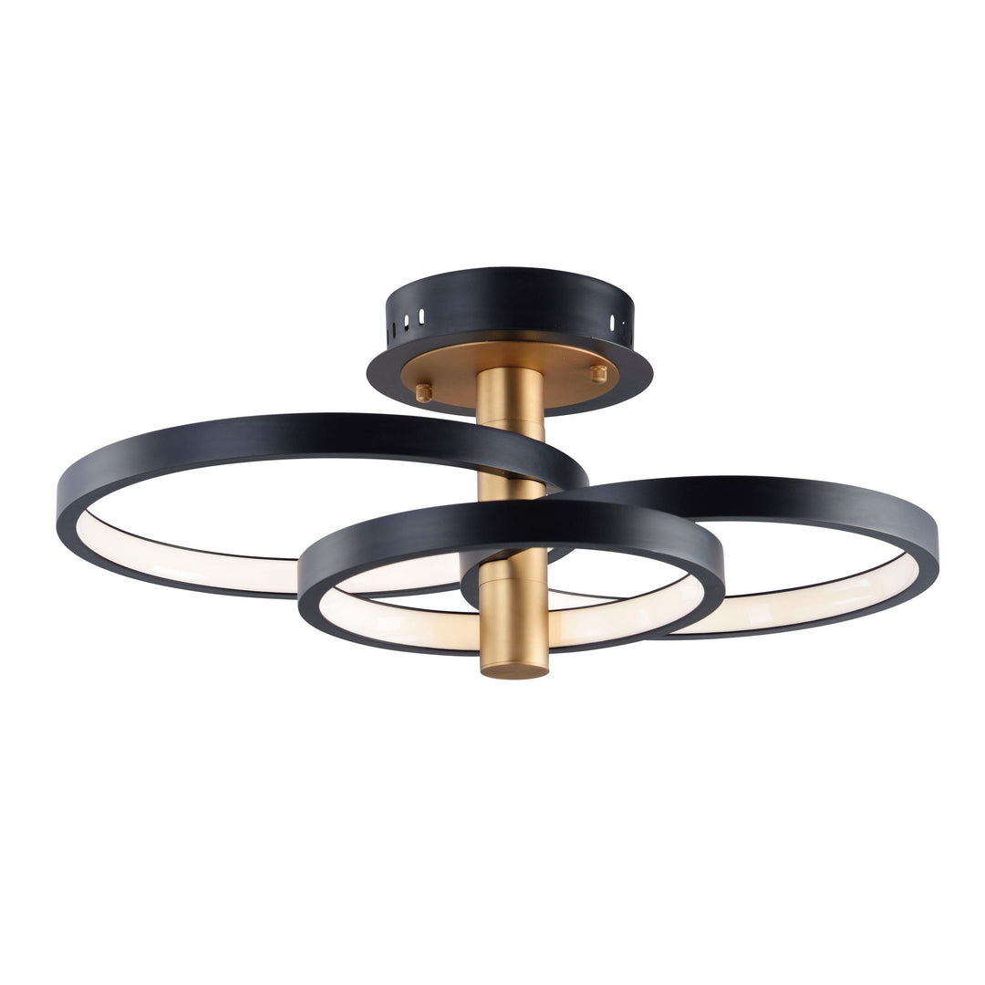 Hoopla 3-Light LED Semi Flush Mount by ET2 Lighting in Black / Gold, front view