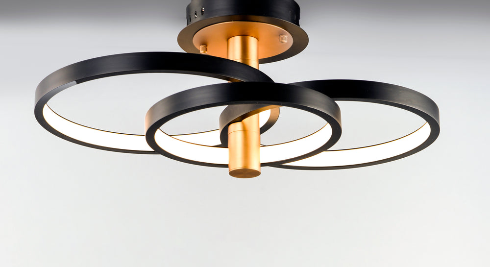 Hoopla 3-Light LED Semi Flush Mount by ET2 Lighting, styled view 1