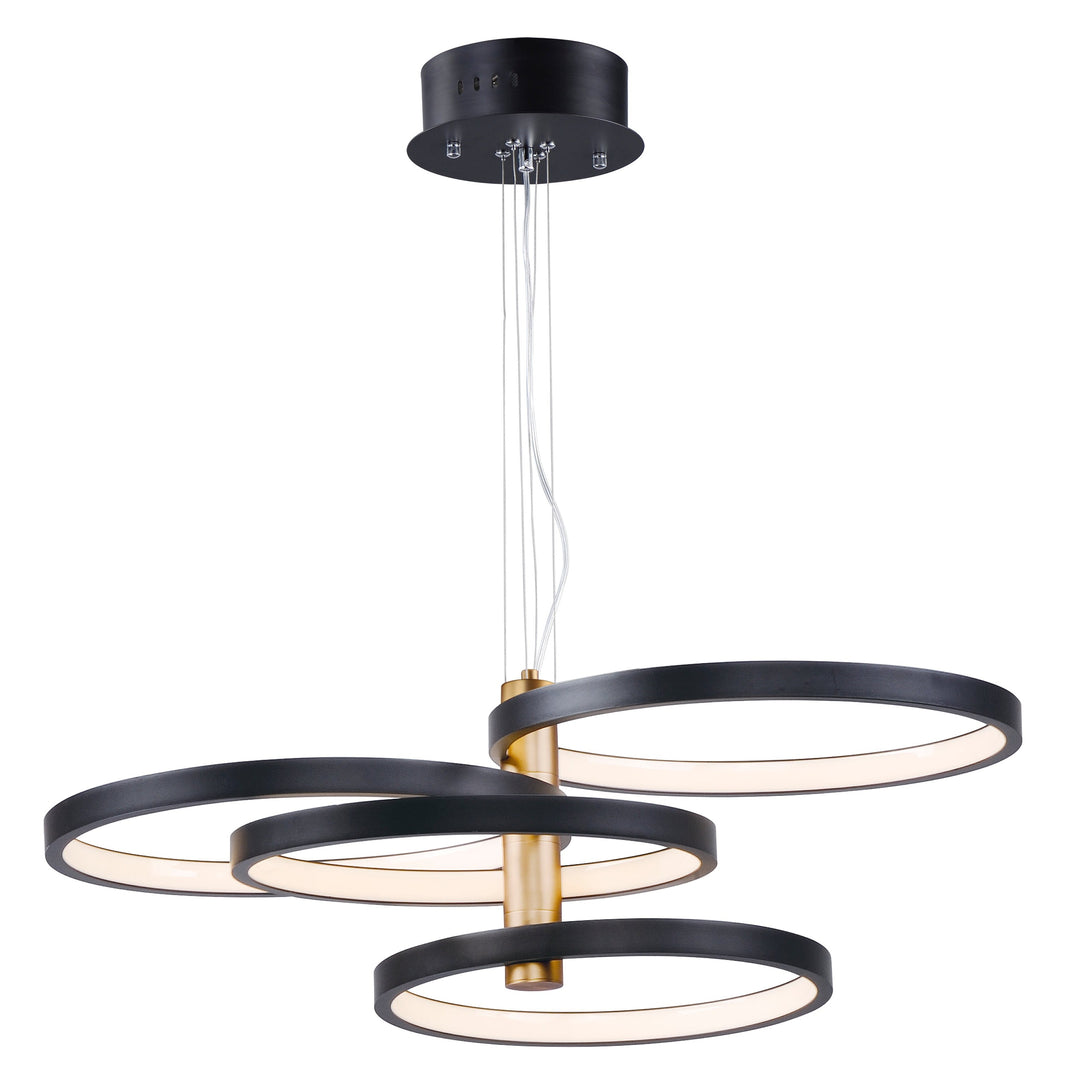 Hoopla 4-Light LED Pendant (29.5" W) by ET2 Lighting in Black / Gold, front view