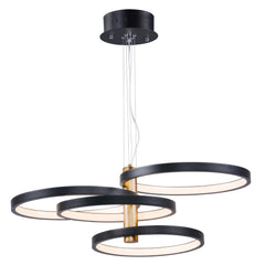 Hoopla 4-Light LED Pendant (29.5" W) by ET2 Lighting in Black / Gold, front view