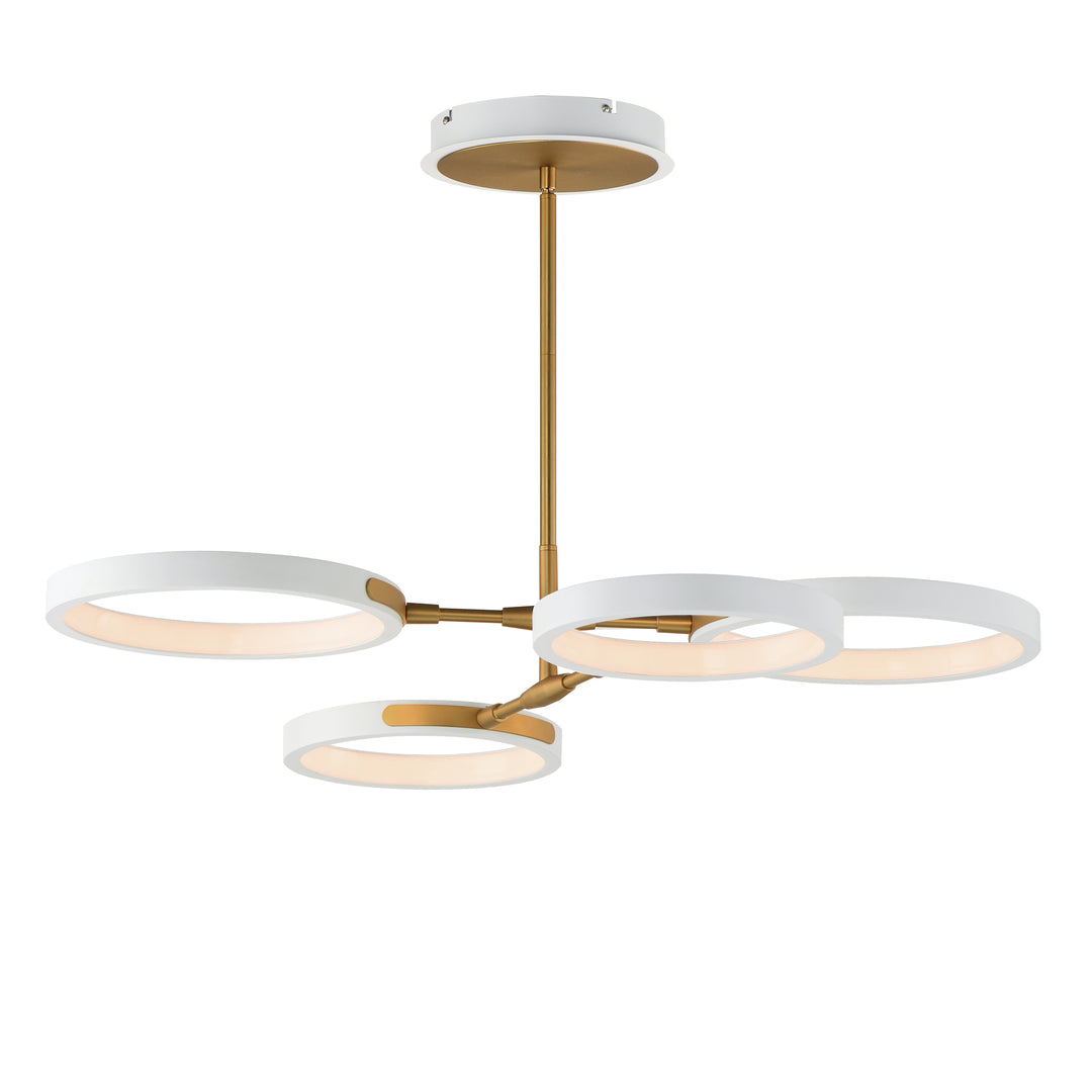 Hoopla 4-Light LED Pendant (33" W) by ET2 Lighting in White / Gold finish
