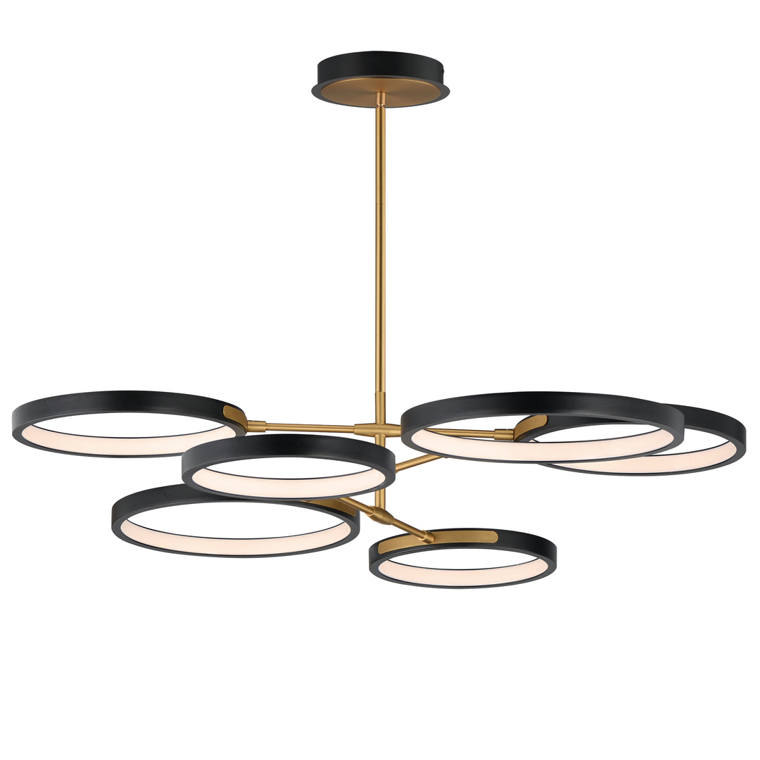 Hoopla 6-Light LED Pendant (47.25" W) by ET2 Lighting in Black / Gold, front view