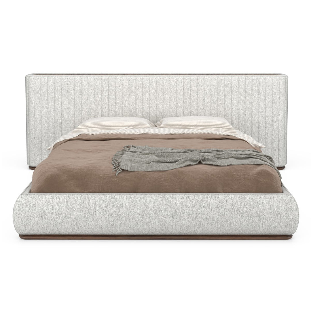 Billie upholstered bed by Huppé in Light Natural Walnut 500 and Idol ID002 fabric