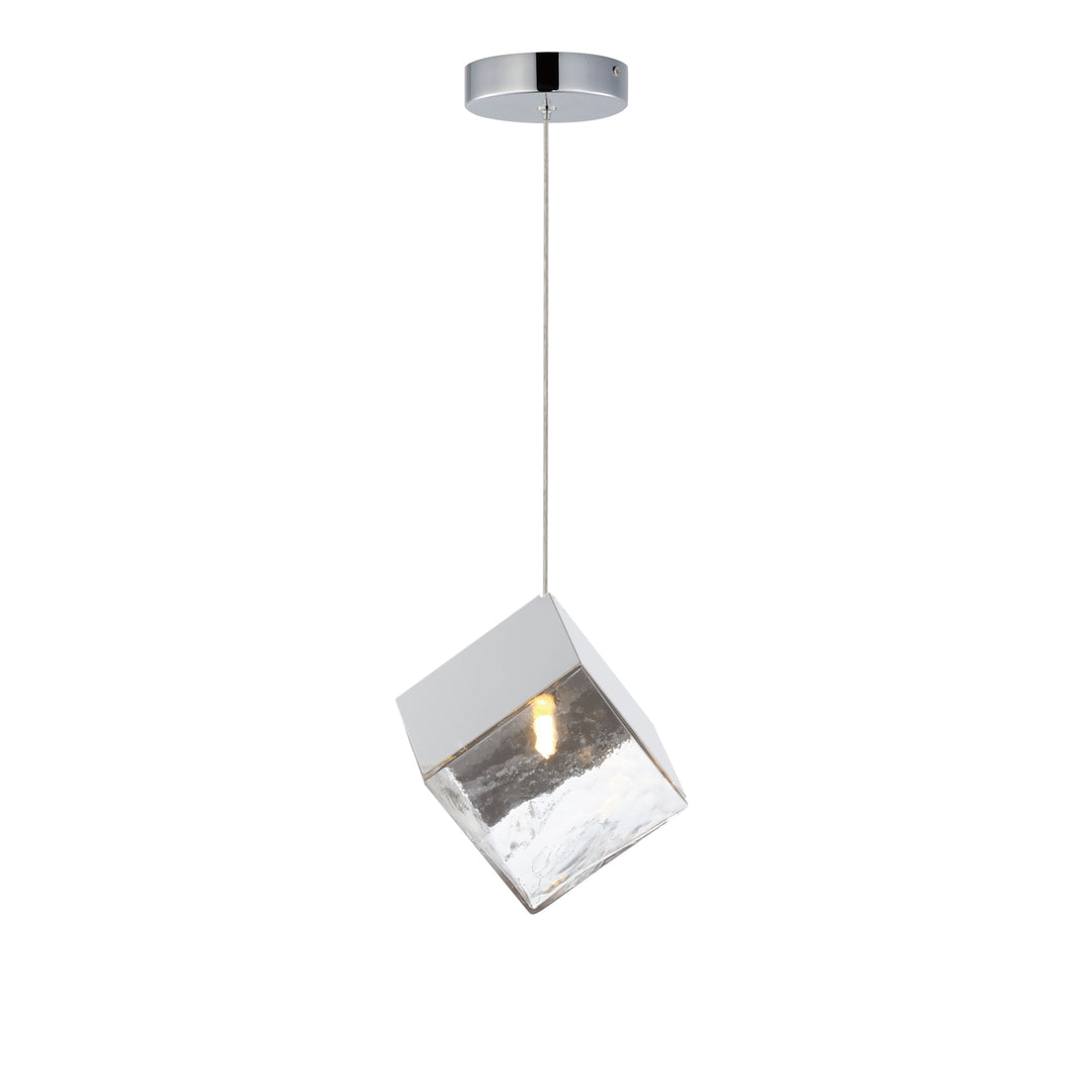 Ice Cube 1-Light LED Pendant by ET2 Lighting in Polished Chrome, front view