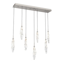 Icefall Linear Pendant Chandelier by Hammerton Studio 7 Lights in Beige Silver with Clear glass