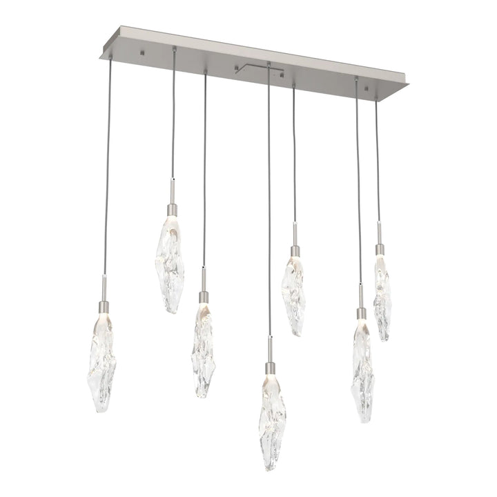 Icefall Linear Pendant Chandelier by Hammerton Studio 7 Lights in Beige Silver with Clear glass