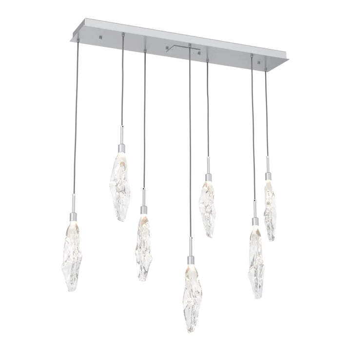 Icefall Linear Pendant Chandelier by Hammerton Studio 7 Lights in Classic Silver with Clear glass