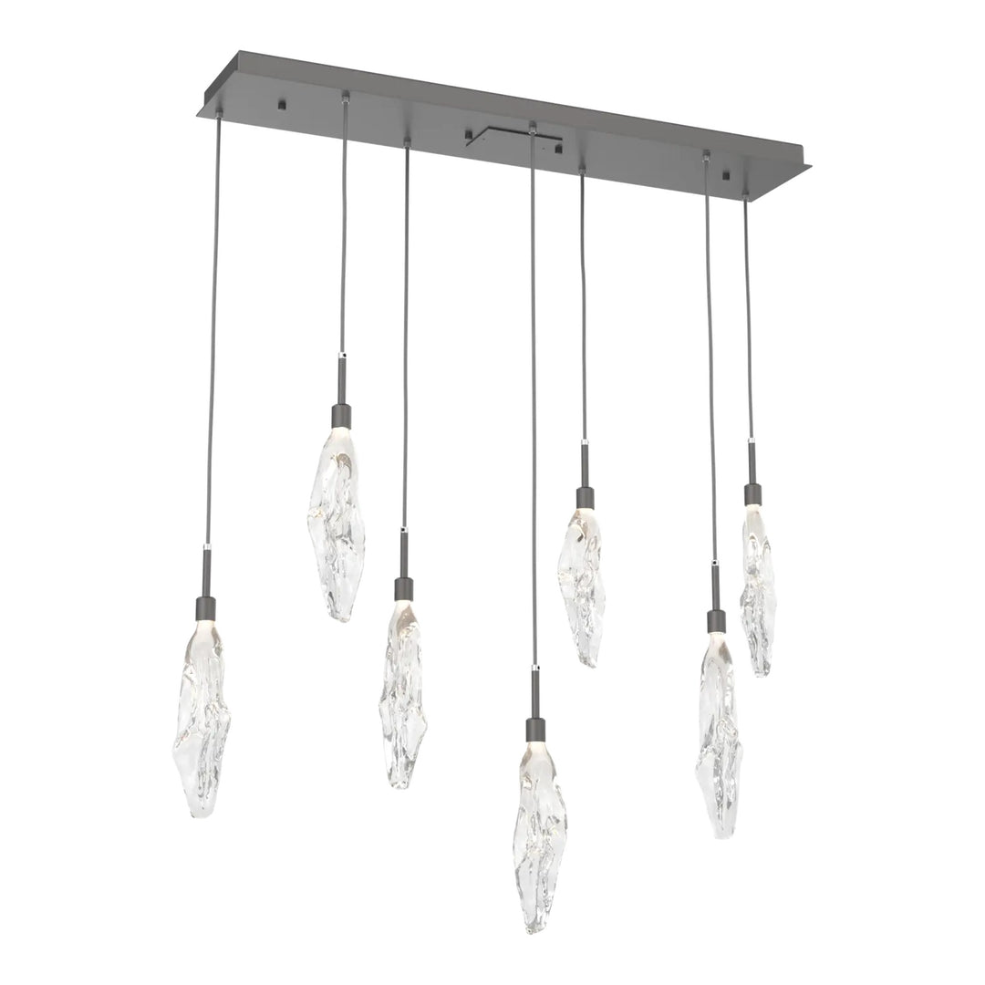 Icefall Linear Pendant Chandelier by Hammerton Studio 7 Lights in Graphite with Clear glass