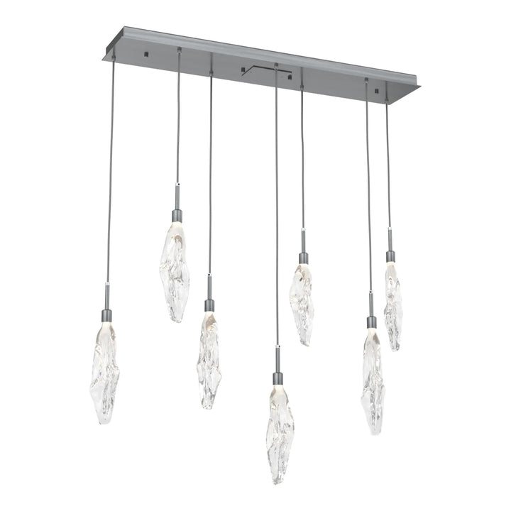 Icefall Linear Pendant Chandelier by Hammerton Studio 7 Lights in Gunmetal with Clear glass