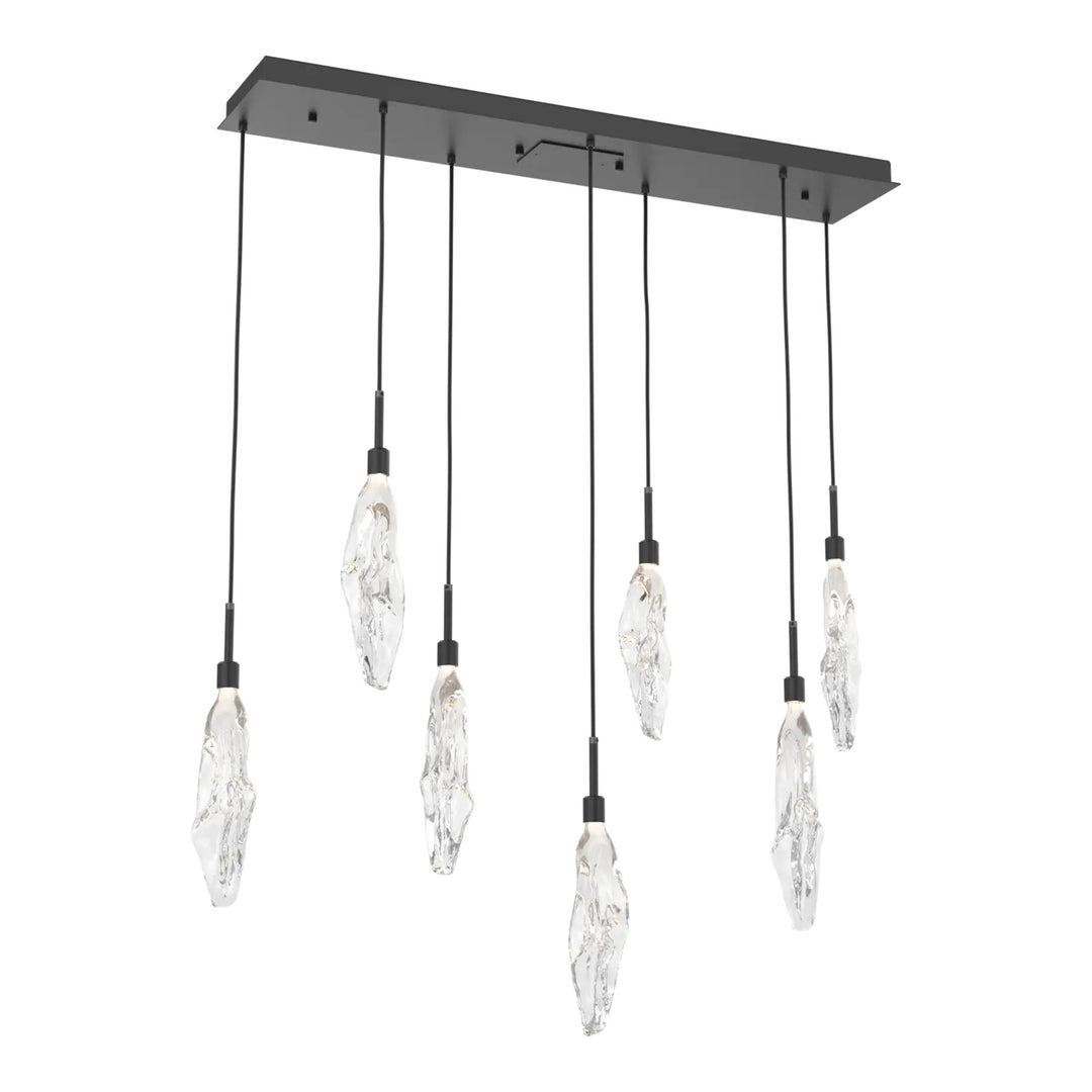 Icefall Linear Pendant Chandelier by Hammerton Studio 7 Lights in Matte Black with Clear glass