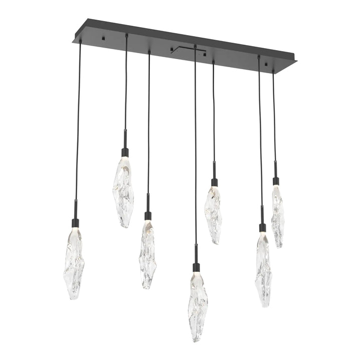 Icefall Linear Pendant Chandelier by Hammerton Studio 7 Lights in Matte Black with Clear glass