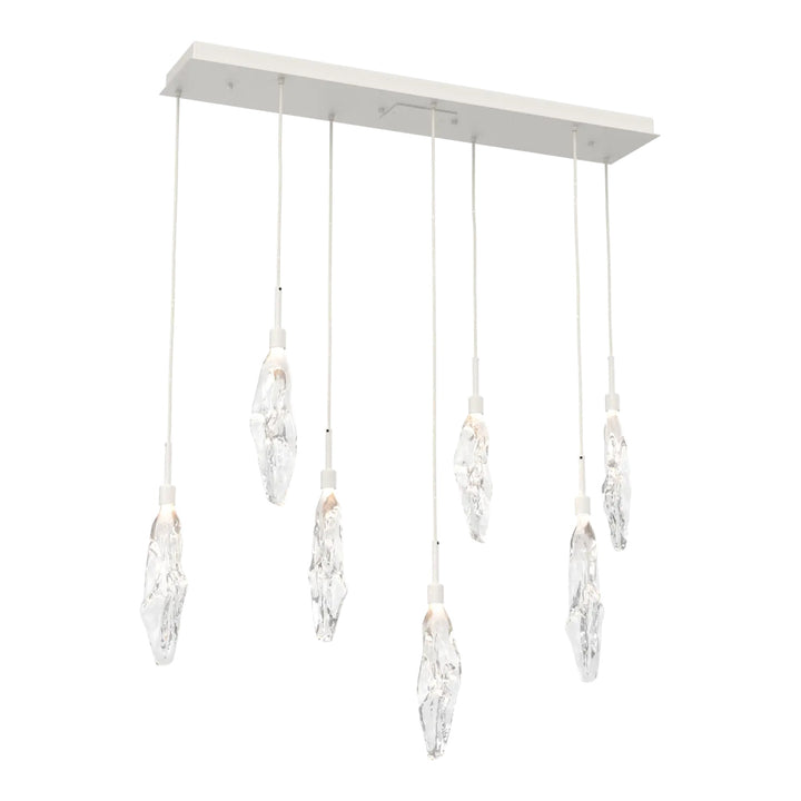 Icefall Linear Pendant Chandelier by Hammerton Studio 7 Lights in Salt White with Clear glass