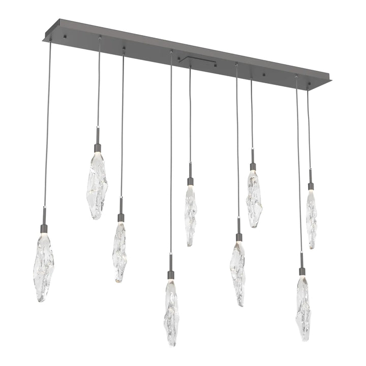 Icefall Linear Pendant Chandelier by Hammerton Studio 9 Lights in Graphite with Clear glass