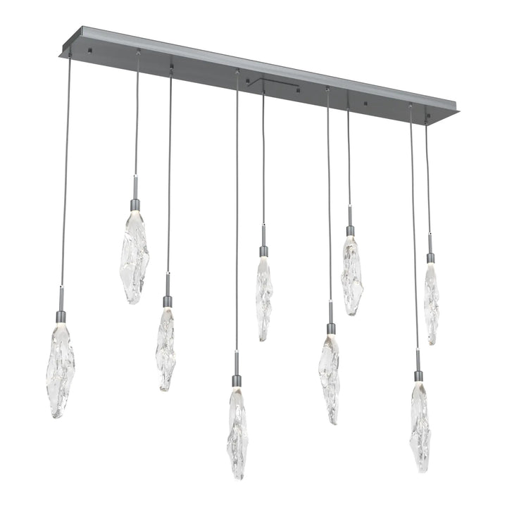 Icefall Linear Pendant Chandelier by Hammerton Studio 9 Lights in Gunmetal with Clear glass