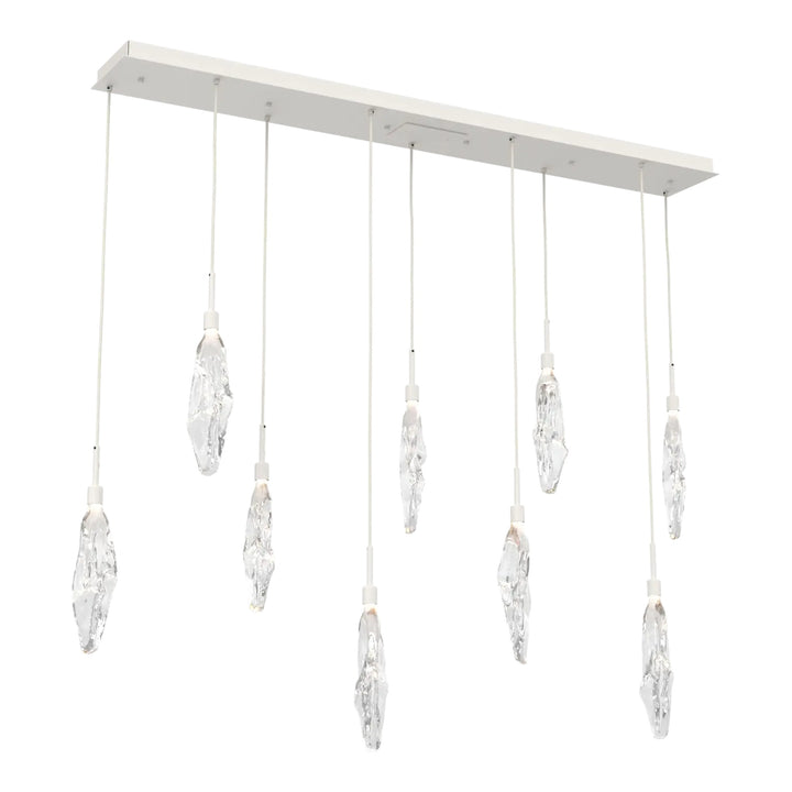 Icefall Linear Pendant Chandelier by Hammerton Studio 9 Lights in Salt White with Clear glass