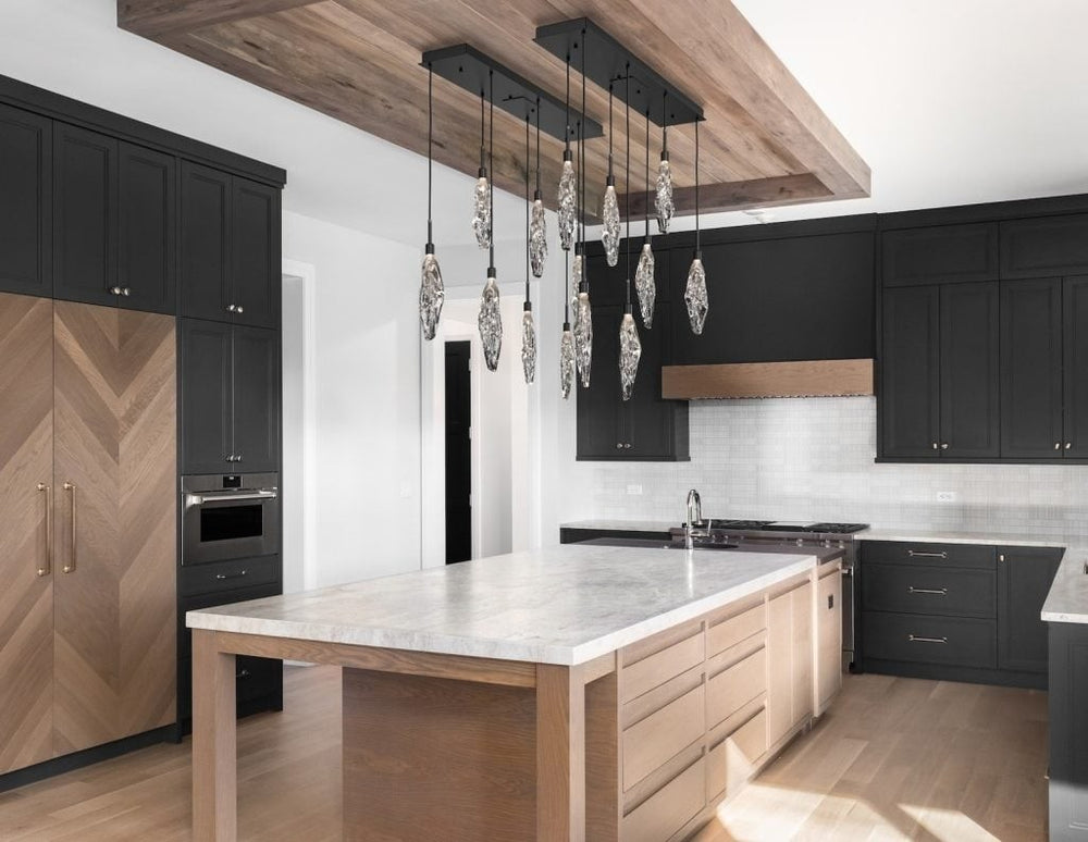 Icefall Linear Pendant Chandelier by Hammerton Studio in a styled interior