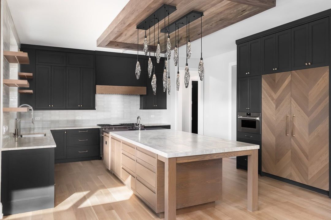 Icefall Linear Pendant Chandelier by Hammerton Studio in a styled interior