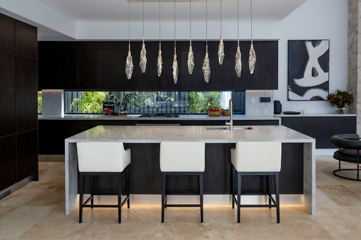 Icefall Linear Pendant Chandelier by Hammerton Studio in a styled interior