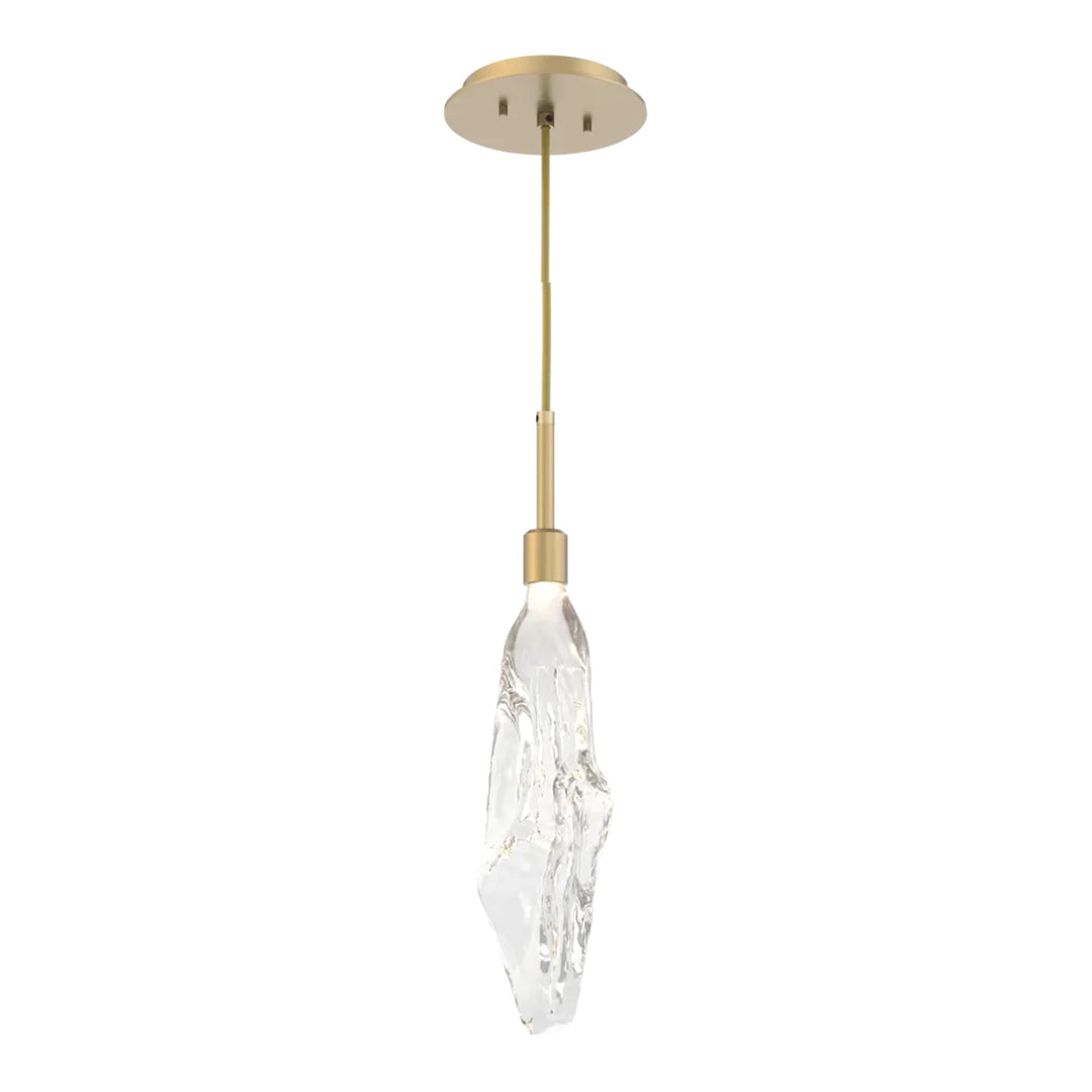 Icefall Pendant by Hammerton Studio in Gilded Brass with Clear glass
