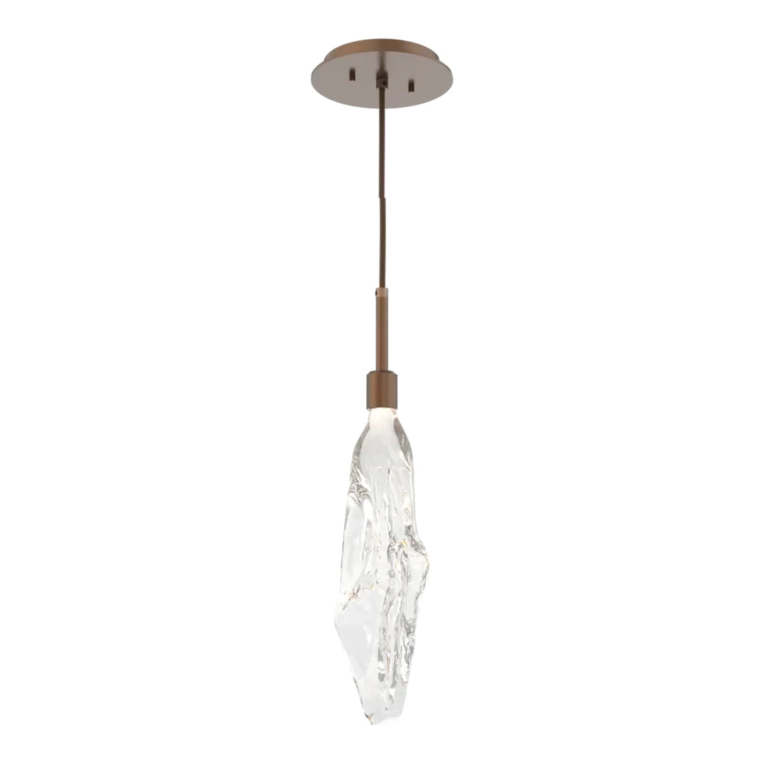Icefall Pendant by Hammerton Studio in Burnished Bronze with Clear glass