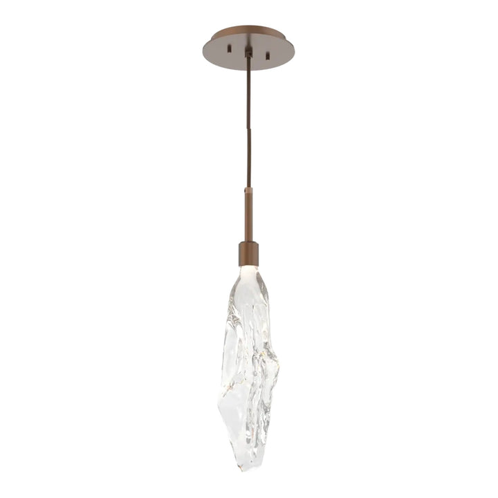 Icefall Pendant by Hammerton Studio in Burnished Bronze with Clear glass