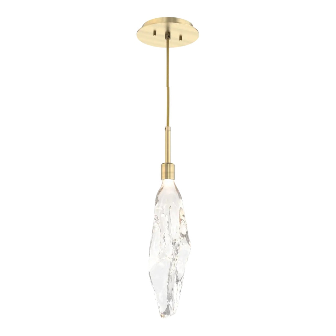Icefall Pendant by Hammerton Studio in Heritage Brass with Clear glass