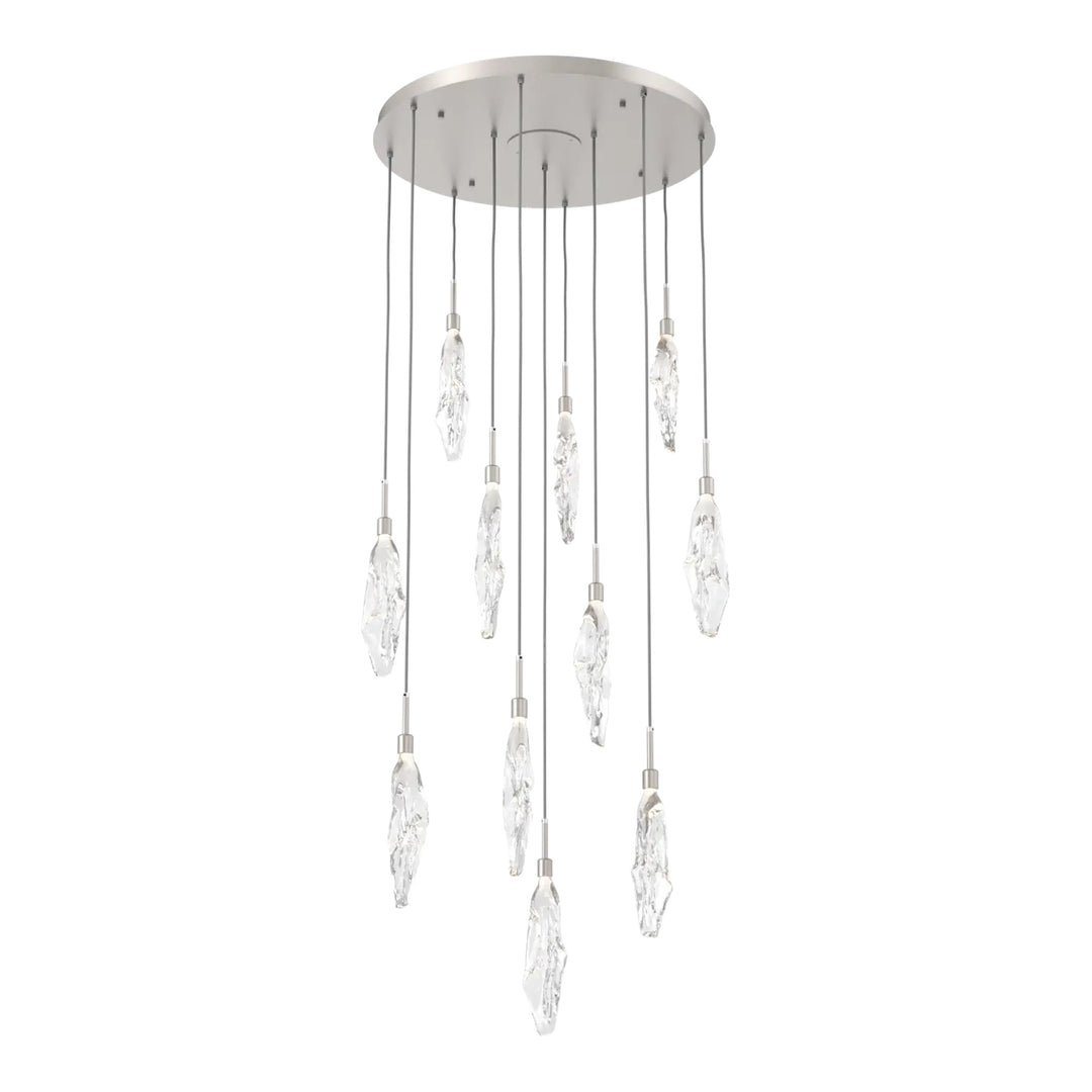 Icefall Round Pendant Chandelier by Hammerton Studio 11 Lights in Beige Silver with Clear glass