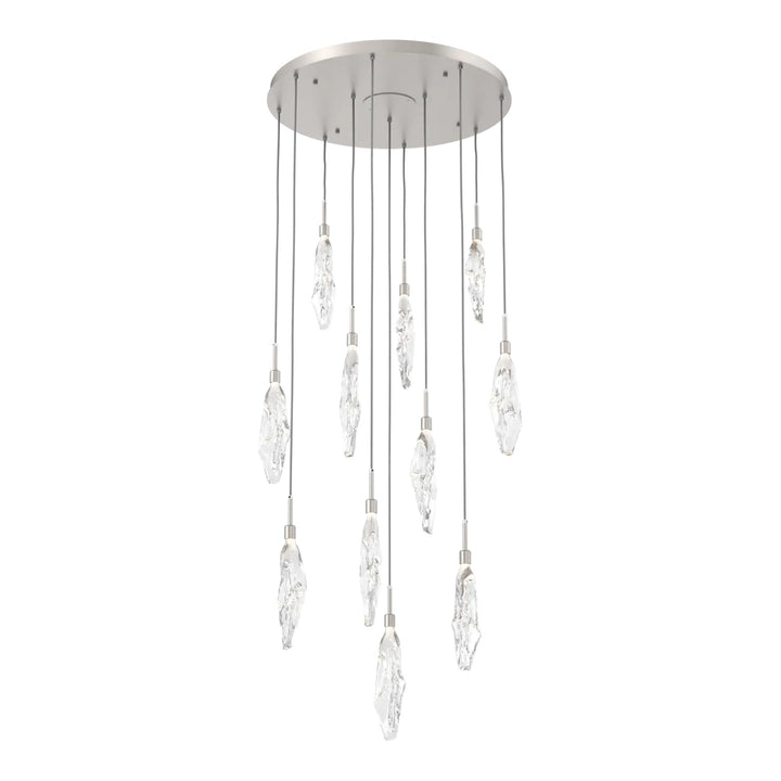 Icefall Round Pendant Chandelier by Hammerton Studio 11 Lights in Beige Silver with Clear glass