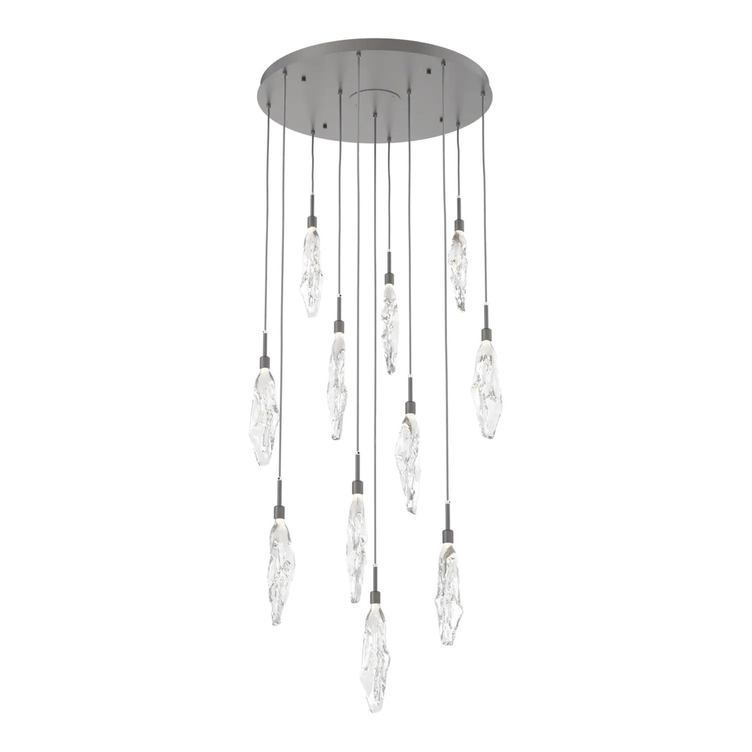 Icefall Round Pendant Chandelier by Hammerton Studio 11 Lights in Graphite with Clear glass