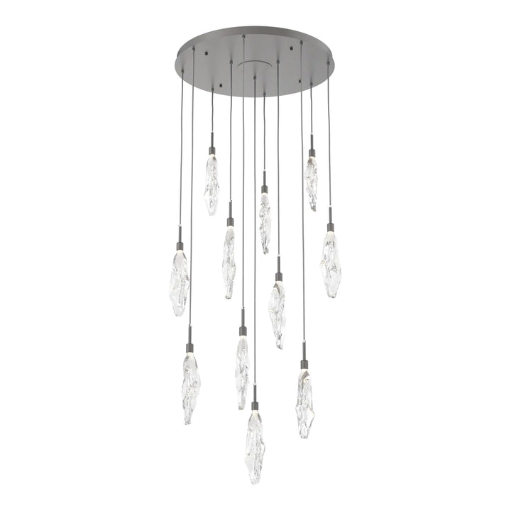 Icefall Round Pendant Chandelier by Hammerton Studio 11 Lights in Graphite with Clear glass