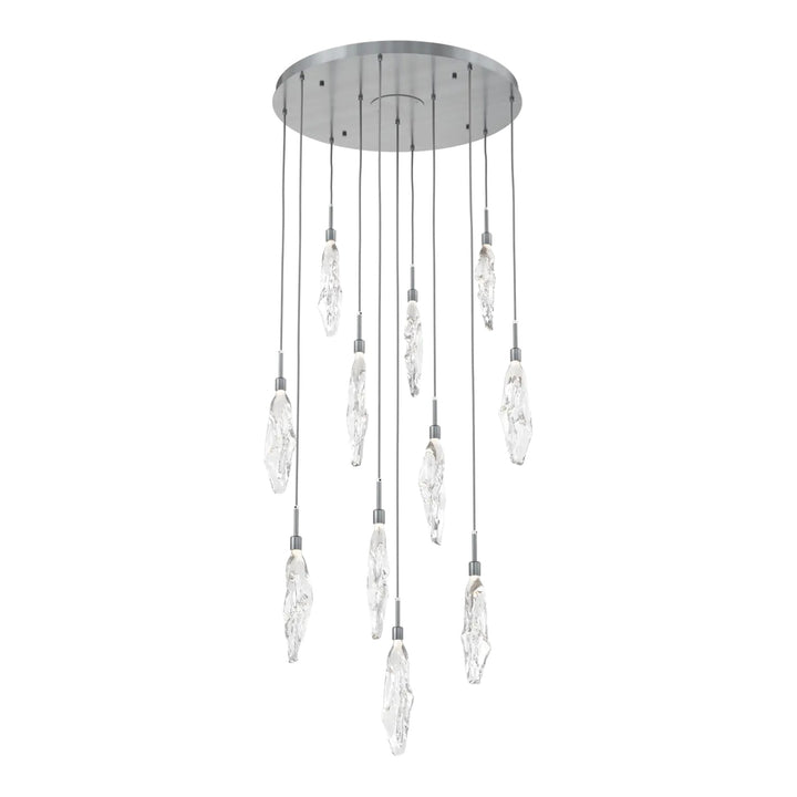 Icefall Round Pendant Chandelier by Hammerton Studio 11 Lights in Gunmetal with Clear glass