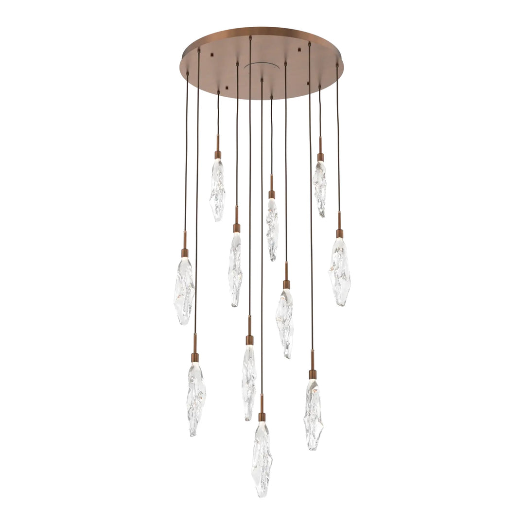 Icefall Round Pendant Chandelier by Hammerton Studio 11 Lights in Oil-Rubbed Bronze with Clear glass
