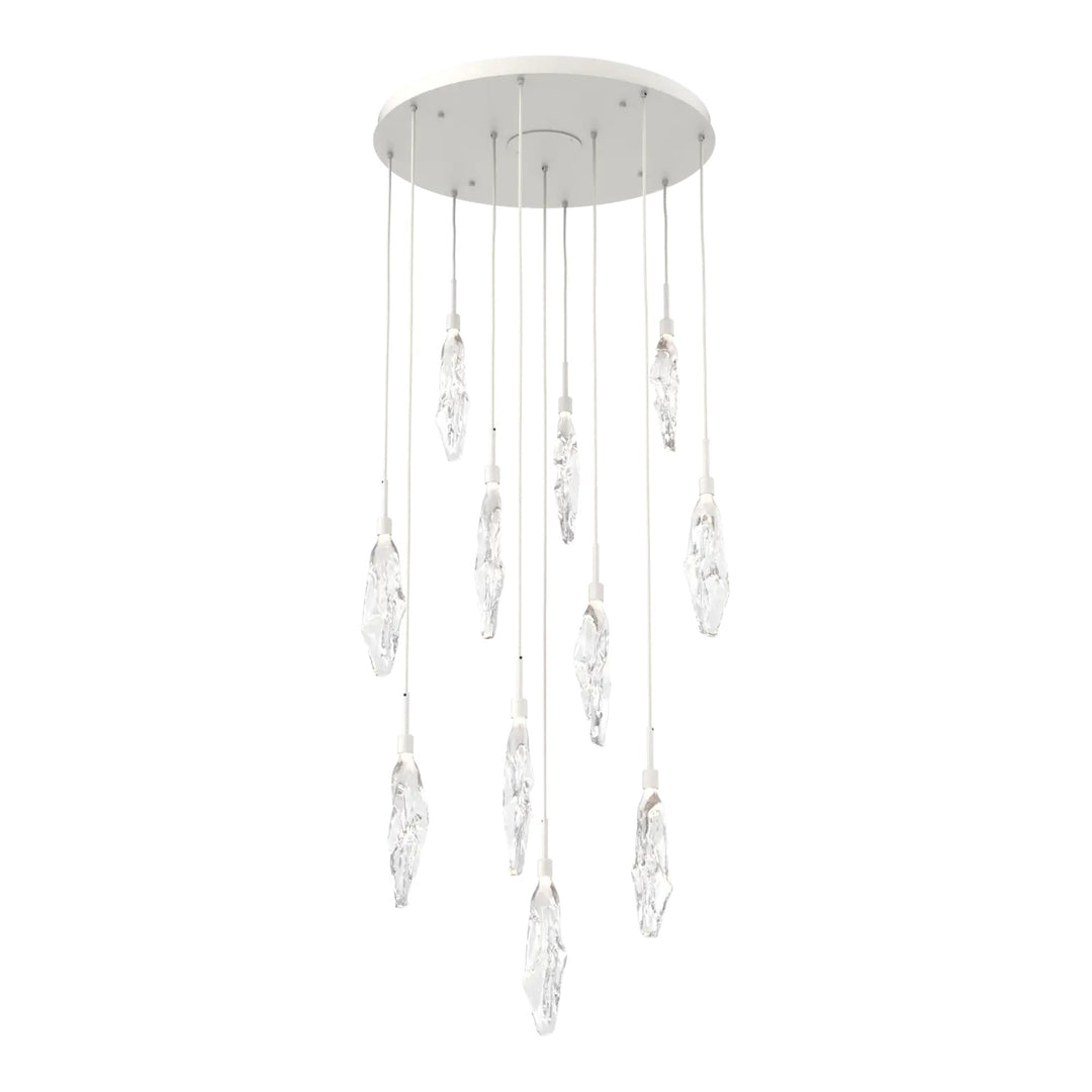 Icefall Round Pendant Chandelier by Hammerton Studio 11 Lights in Salt White with Clear glass
