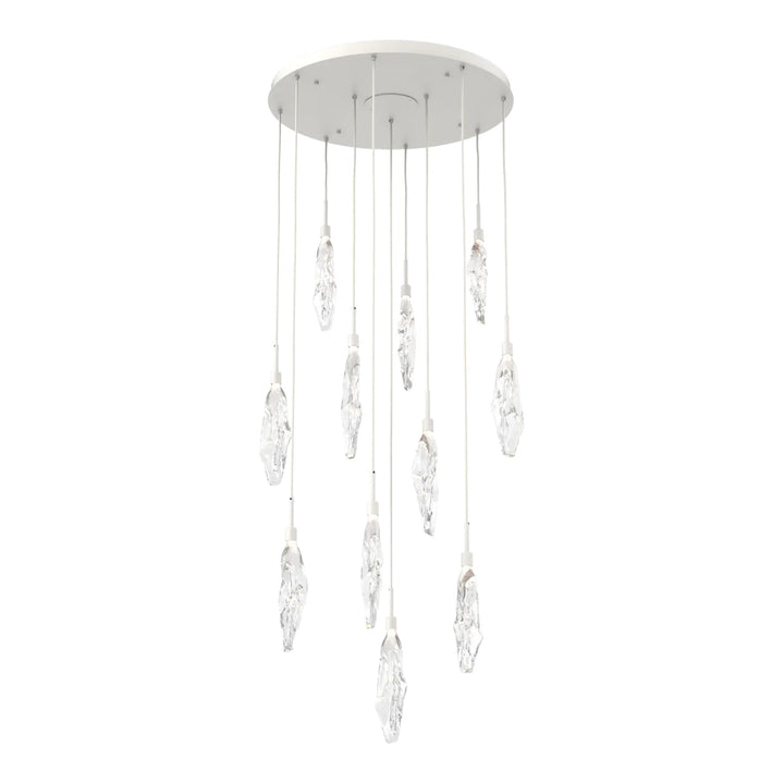 Icefall Round Pendant Chandelier by Hammerton Studio 11 Lights in Salt White with Clear glass