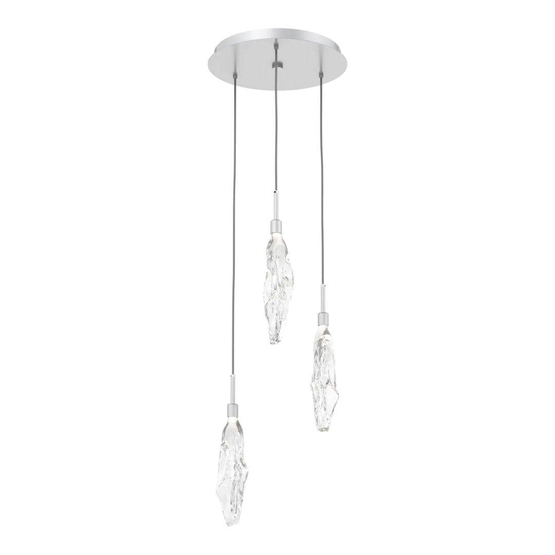 Icefall Round Pendant Chandelier by Hammerton Studio 3 Lights in Classic Silver with Clear glass