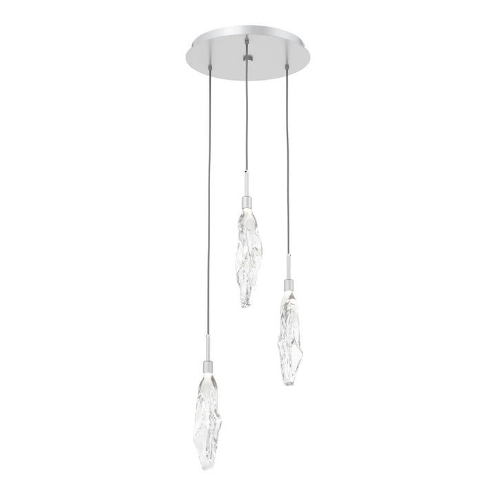 Icefall Round Pendant Chandelier by Hammerton Studio 3 Lights in Classic Silver with Clear glass