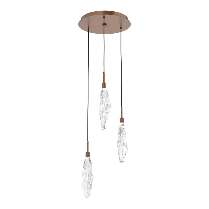 Icefall Round Pendant Chandelier by Hammerton Studio 3 Lights in Oil-Rubbed Bronze with Clear glass
