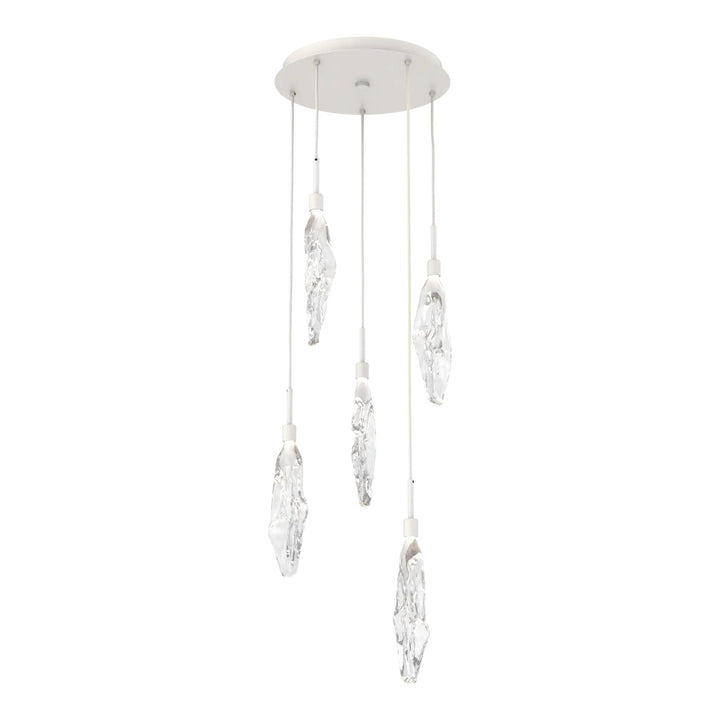 Icefall Round Pendant Chandelier by Hammerton Studio 5 Lights in Salt White with Clear glass