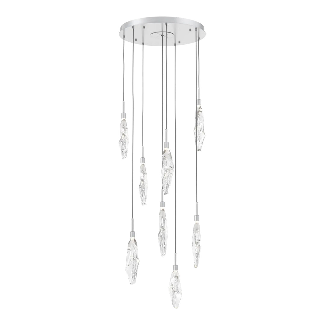 Icefall Round Pendant Chandelier by Hammerton Studio 8 Lights in Classic Silver with Clear glass