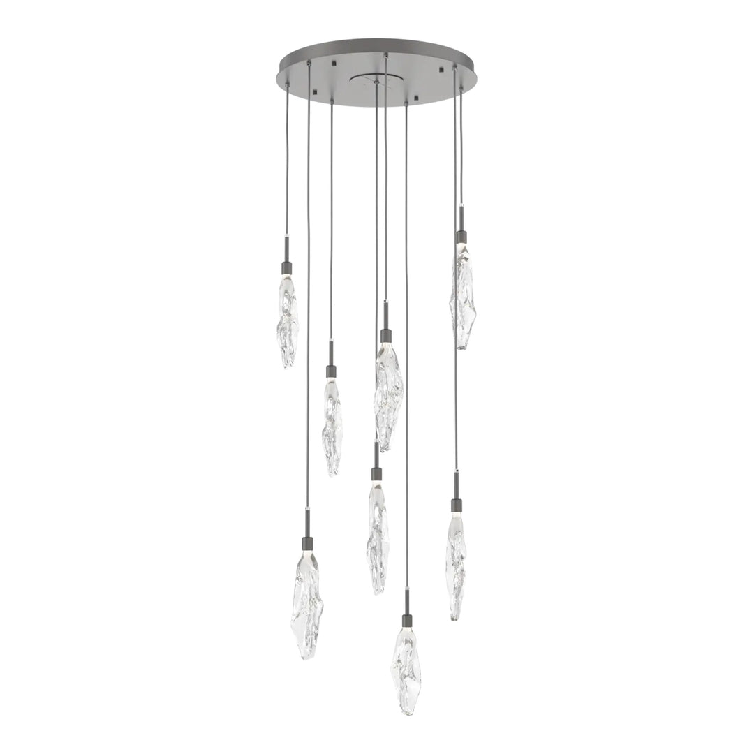 Icefall Round Pendant Chandelier by Hammerton Studio 8 Lights in Graphite with Clear glass