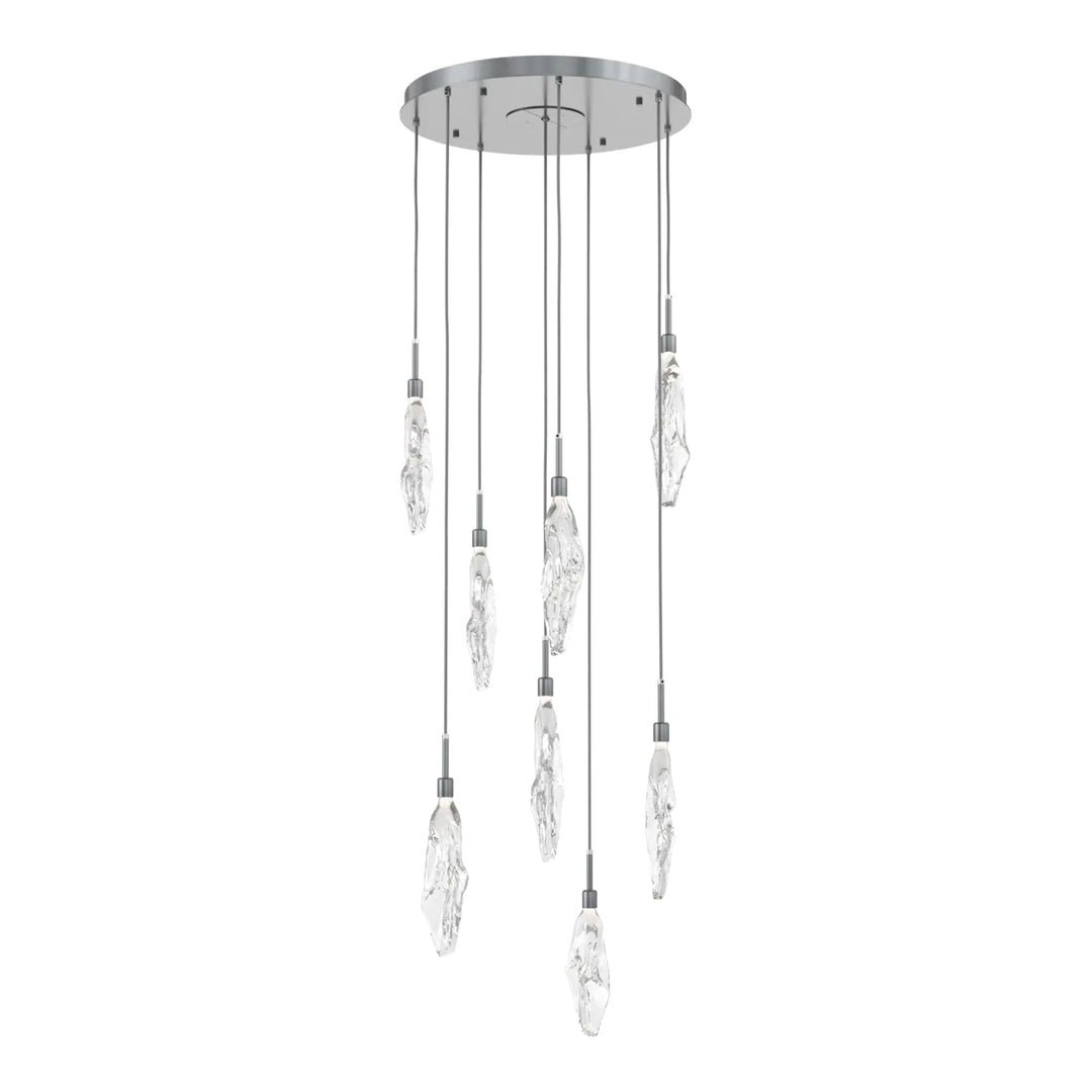 Icefall Round Pendant Chandelier by Hammerton Studio 8 Lights in Gunmetal with Clear glass