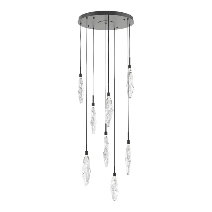 Icefall Round Pendant Chandelier by Hammerton Studio 8 Lights in Matte Black with Clear glass