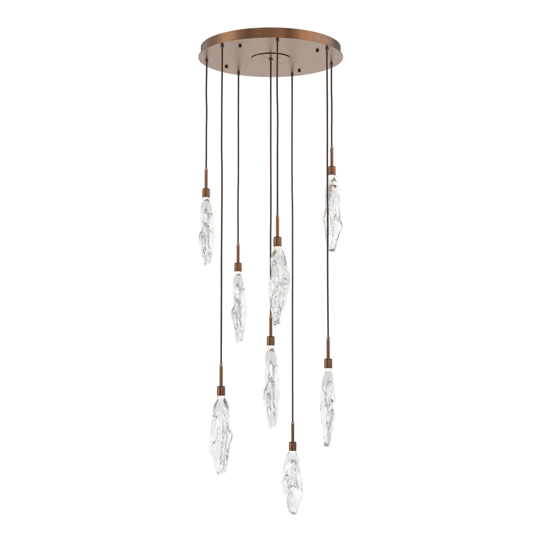 Icefall Round Pendant Chandelier by Hammerton Studio 8 Lights in Oil-Rubbed Bronze with Clear glass