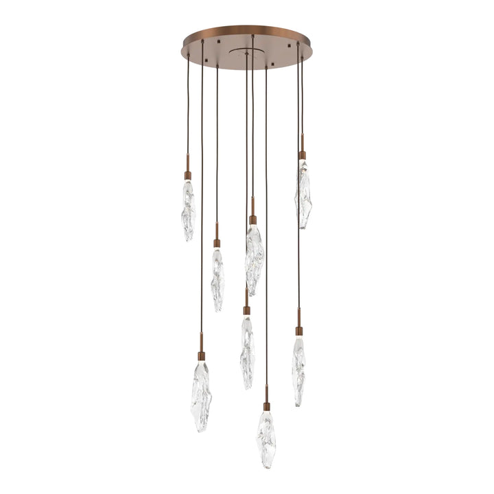Icefall Round Pendant Chandelier by Hammerton Studio 8 Lights in Oil-Rubbed Bronze with Clear glass