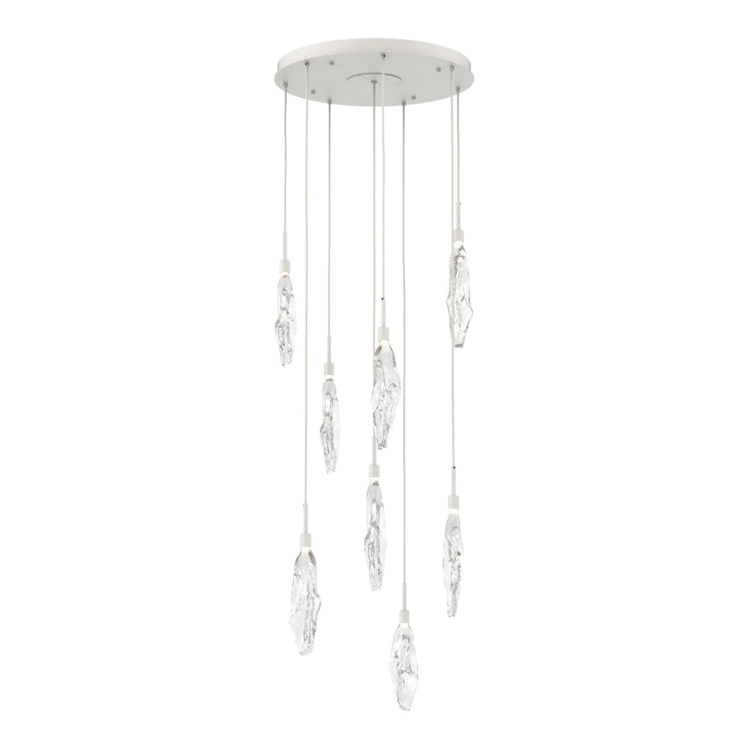 Icefall Round Pendant Chandelier by Hammerton Studio 8 Lights in Salt White with Clear glass