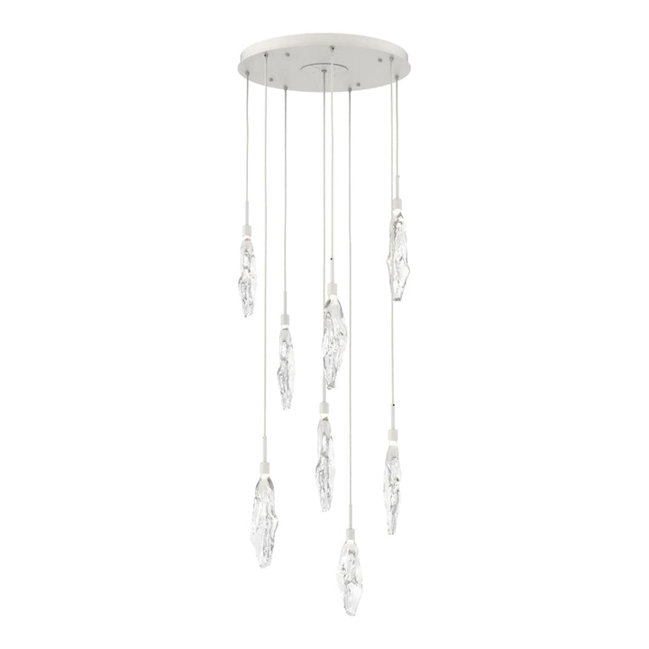 Icefall Round Pendant Chandelier by Hammerton Studio 8 Lights in Salt White with Clear glass